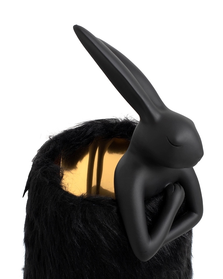 KARE lampa stołowa RABBIT FUR 50 cm       czarna / złota - obrazek 3