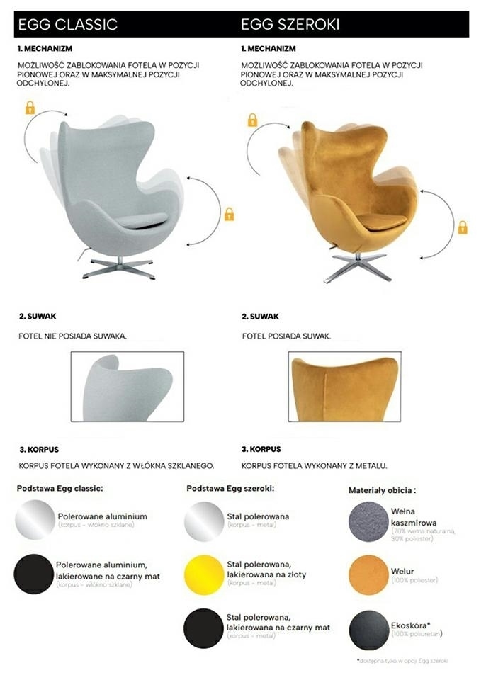 Fotel EGG SZEROKI PU czarny - obrazek 3