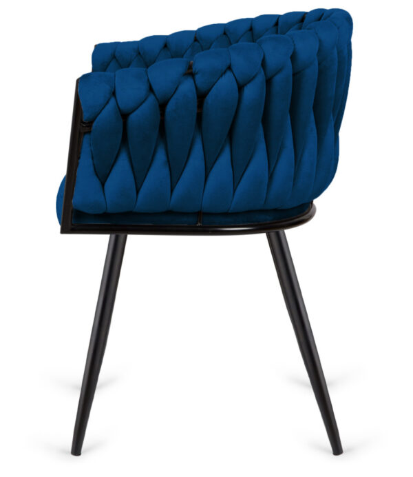 Krzesło plecione Lugano fotel TRECCIA BLUE VELVET SMOKE - obrazek 3