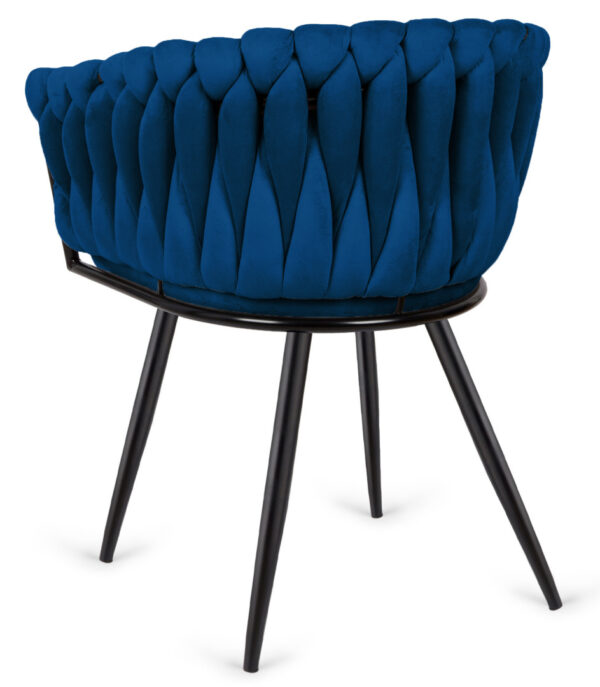 Krzesło plecione Lugano fotel TRECCIA BLUE VELVET SMOKE - obrazek 4