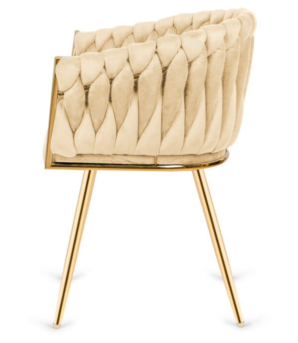 Krzesło plecione Lugano fotel TRECCIA CREAM VELVET GOLD - obrazek 3