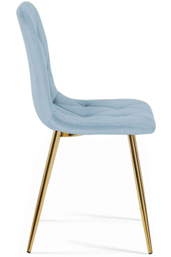 Krzesło tapicerowane BORGO VELVET LIGHT BLUE GOLD - obrazek 3