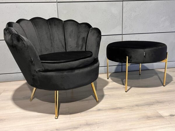 Krzesło Fotel Muszla Lugano DONNA VELVET BLACK - obrazek 4