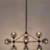 Lampa wisząca PLANETARIO 10 czarna - klosze dymione - obrazek 3