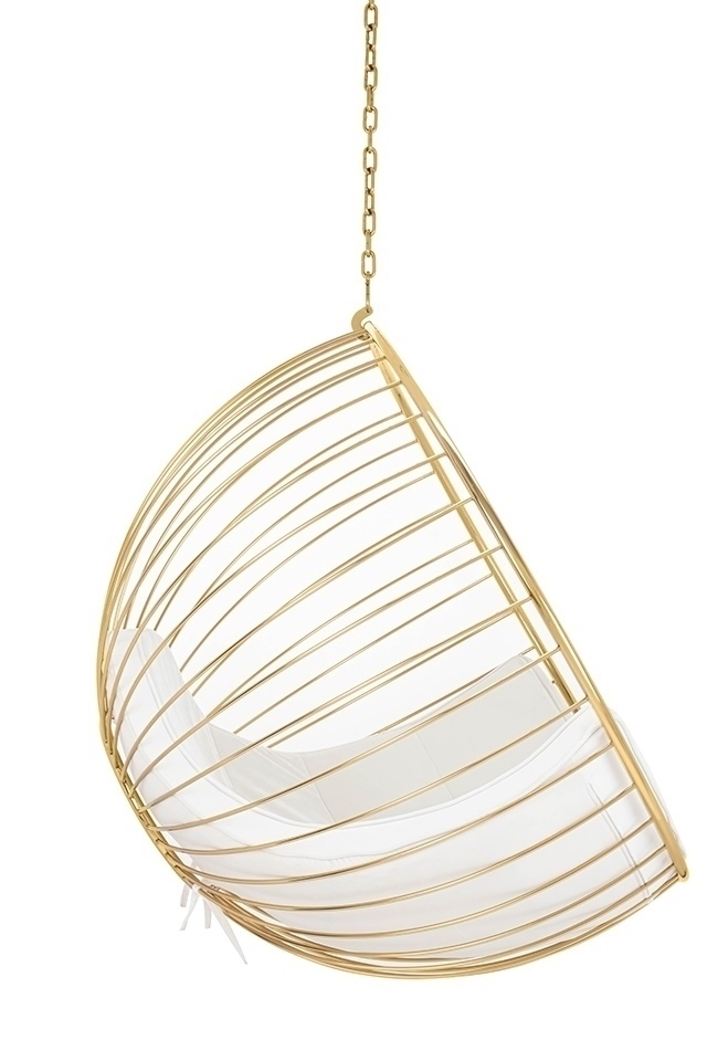 Fotel wiszący GABBIA złoty / beżowy - obrazek 2