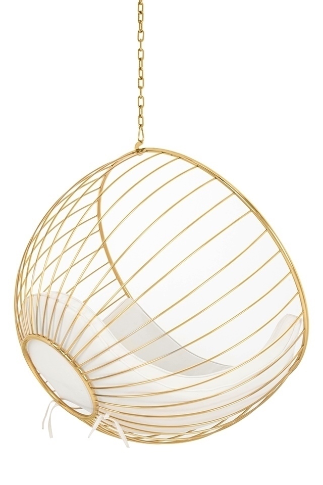 Fotel wiszący GABBIA złoty / beżowy - obrazek 3