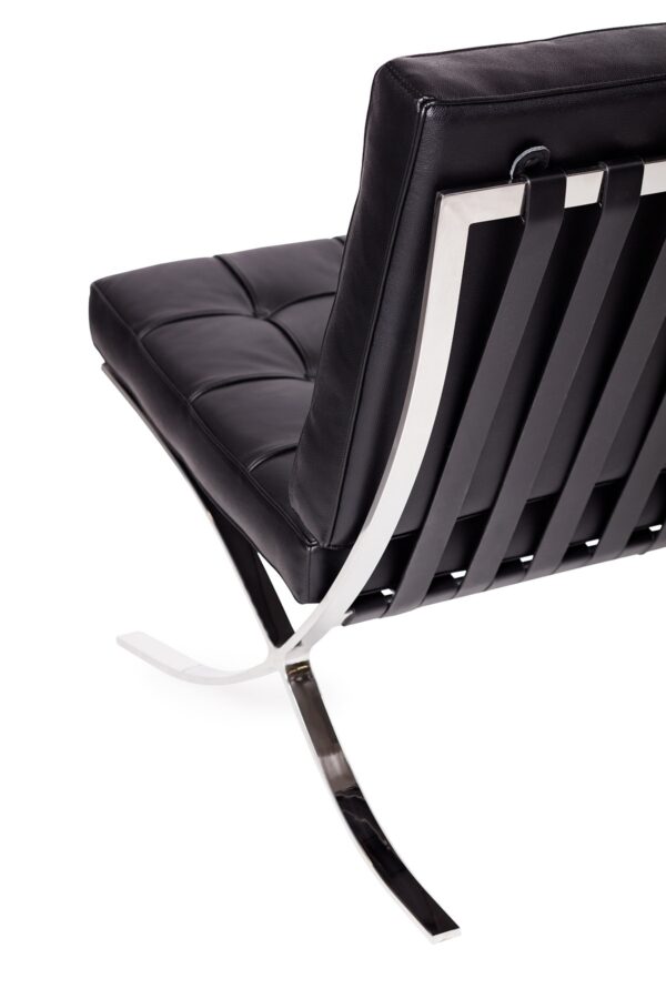 Sofa dwuosobowa BARCELON PRESTIGE PLUS czarna - włoska selekcjonowana skóra naturalna, stal - obrazek 2