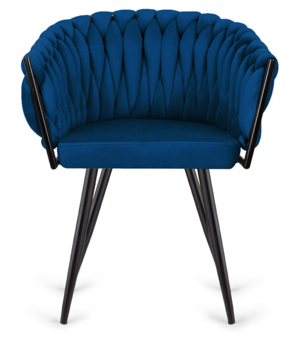 Krzesło plecione Lugano fotel TRECCIA BLUE VELVET SMOKE OUTLET - obrazek 2