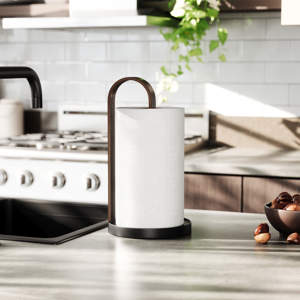 UMBRA stojak na ręcznik papierowy BELLWOOD czarny/orzech - obrazek 3