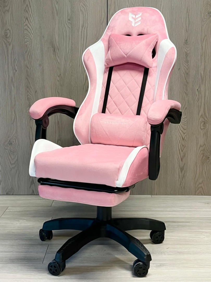 Fotel obrotowy gamingowy XL POKER PRO PINK + WHITE ALCANTARA - obrazek 3