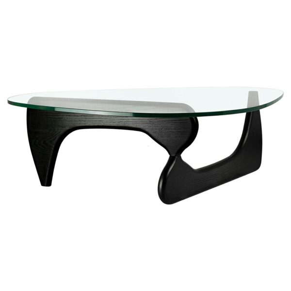 Stolik STABLE BLACK - szkło, podstawa     drewniana czarny jesion.