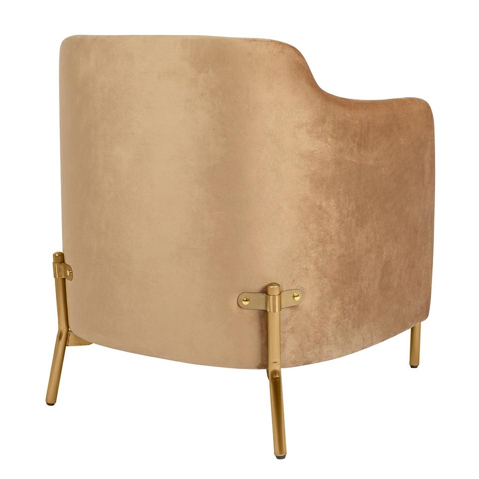 Fotel VENICE tkanina pepitka biało-brązowa - złota podstawa - obrazek 3