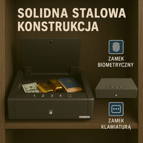 Sejf na klucze oszczędności szafka na odcisk palca Meblowy z zamkiem szyfrowym - obrazek 3