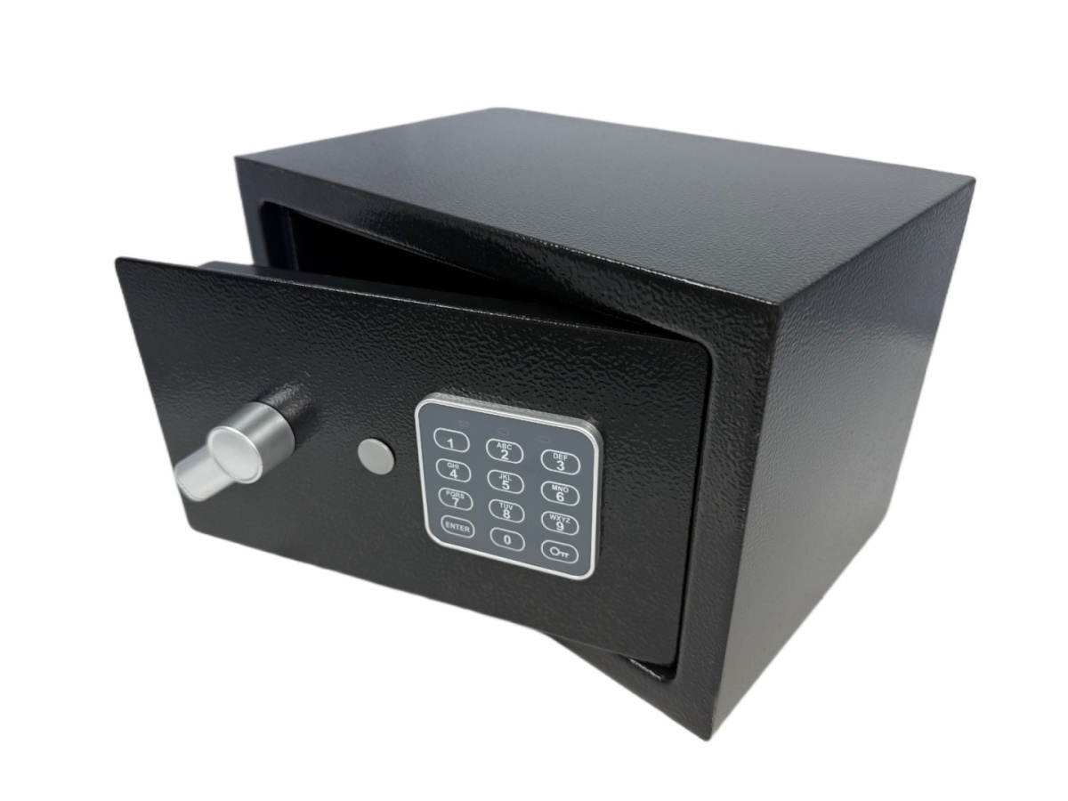 Czarny sejf burowy domowy podwójny system zamykania stalowy nowoczesny wygląd - obrazek 2