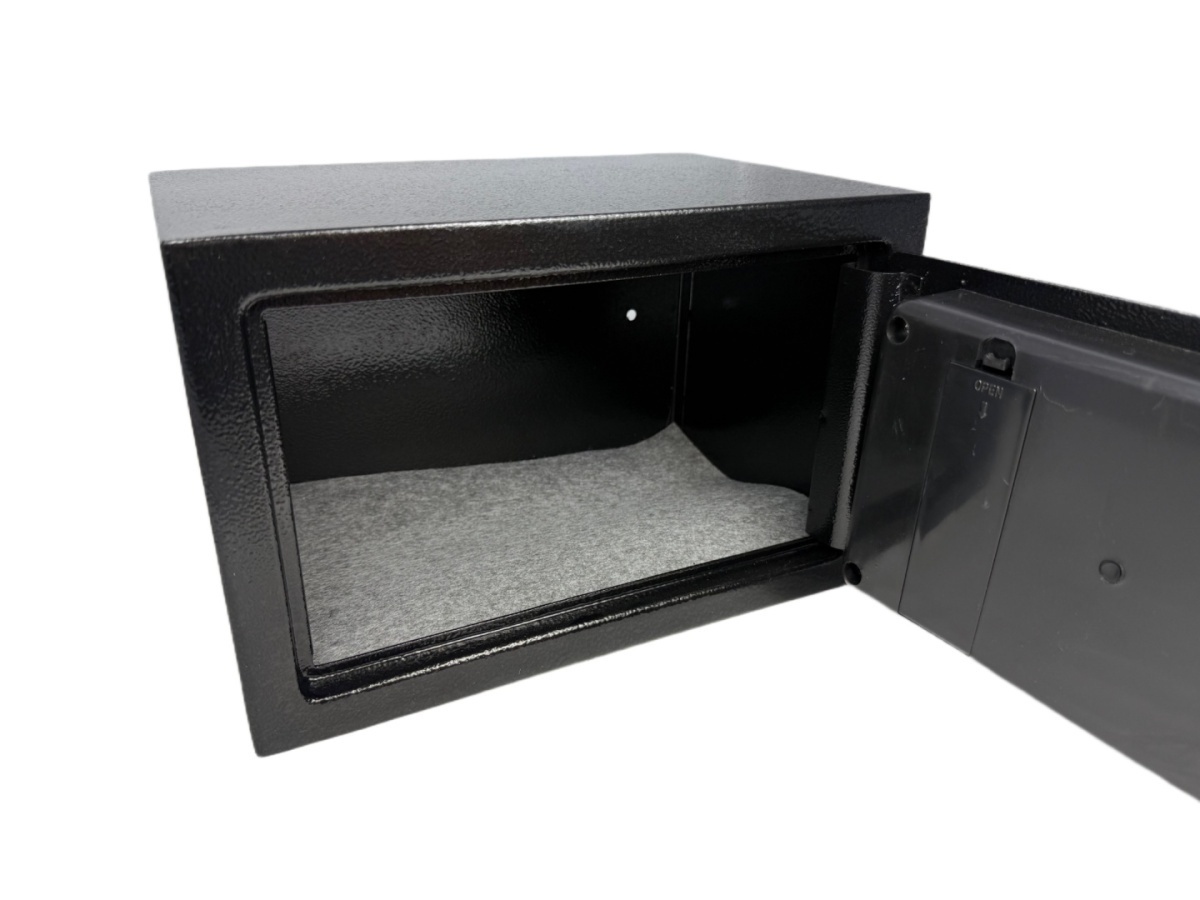 Czarny sejf burowy domowy podwójny system zamykania stalowy nowoczesny wygląd - obrazek 3