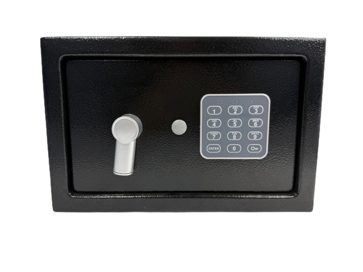 Czarny sejf burowy domowy podwójny system zamykania stalowy nowoczesny wygląd - obrazek 4