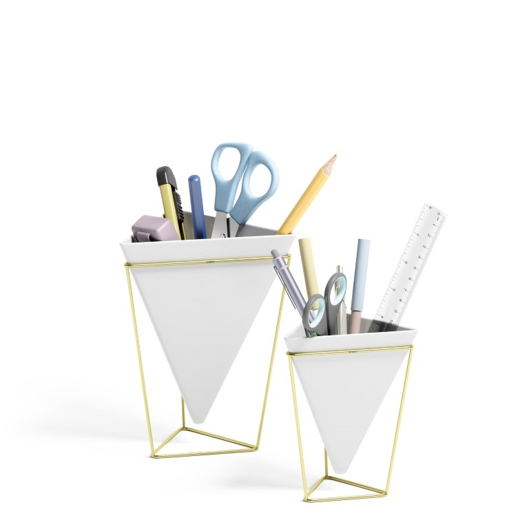 UMBRA zestaw doniczek TRIGG - biały, złoty - obrazek 2