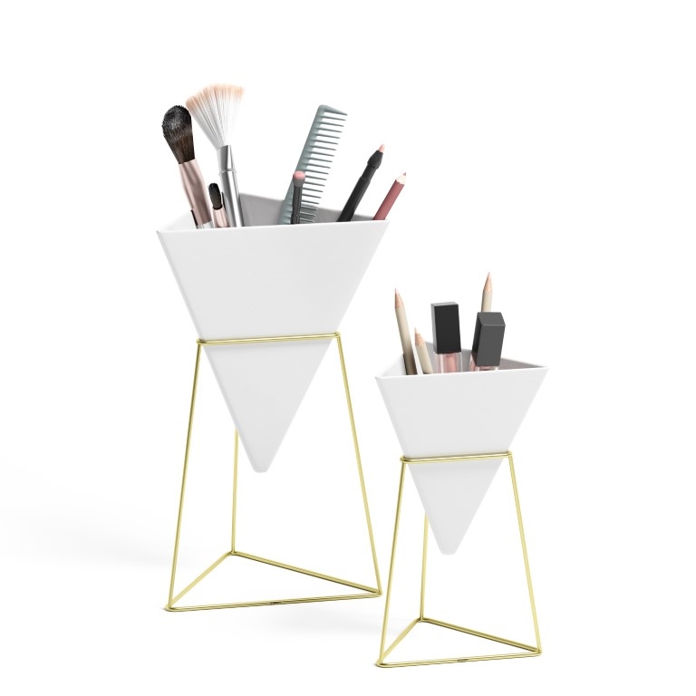 UMBRA zestaw doniczek TRIGG - biały, złoty - obrazek 3