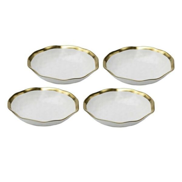 KARE komplet 4 talerzy głębokich BELL 20  cm biało-złoty