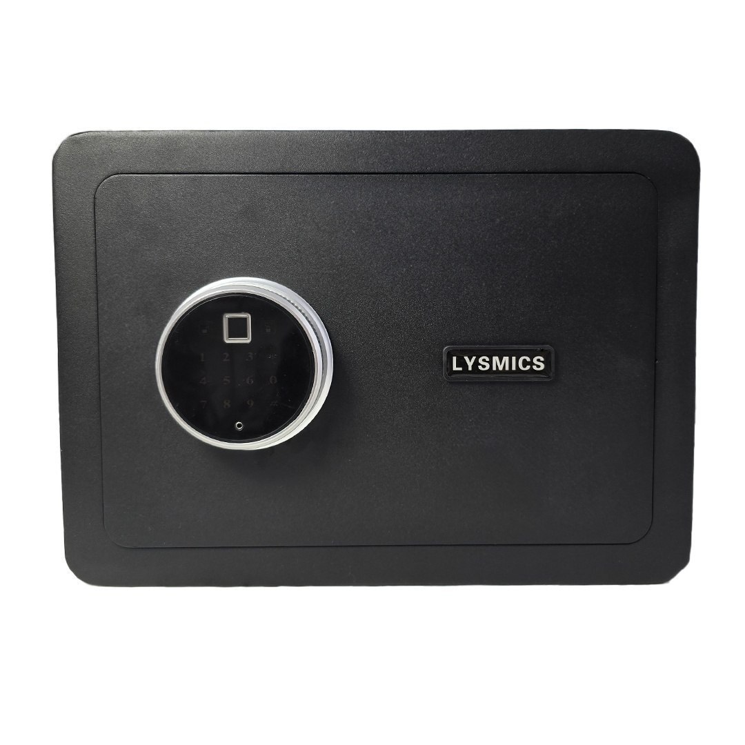 Czarny sejf biurowy domowy na kod i na klucz elektroniczny na odcisk palca