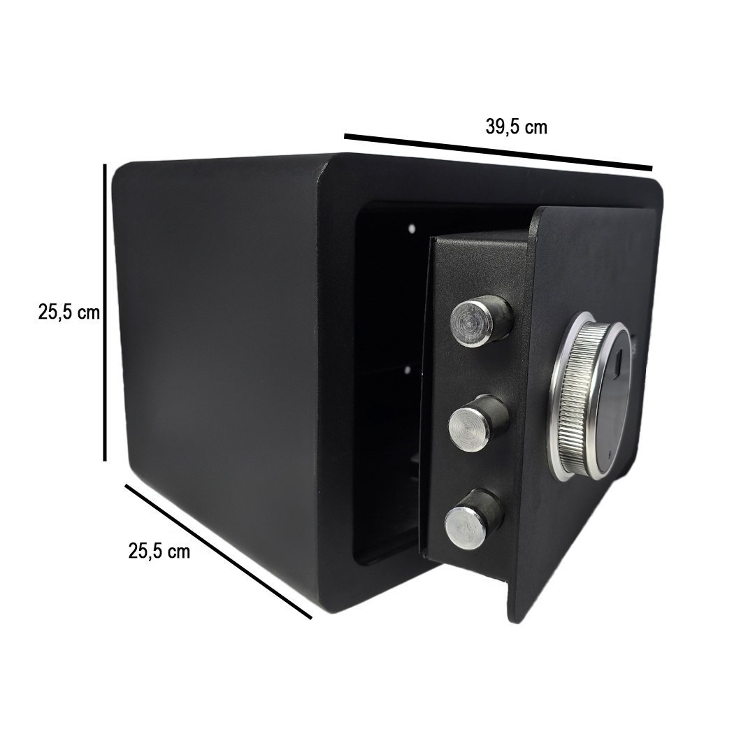 Czarny sejf biurowy domowy na kod i na klucz elektroniczny na odcisk palca - obrazek 4