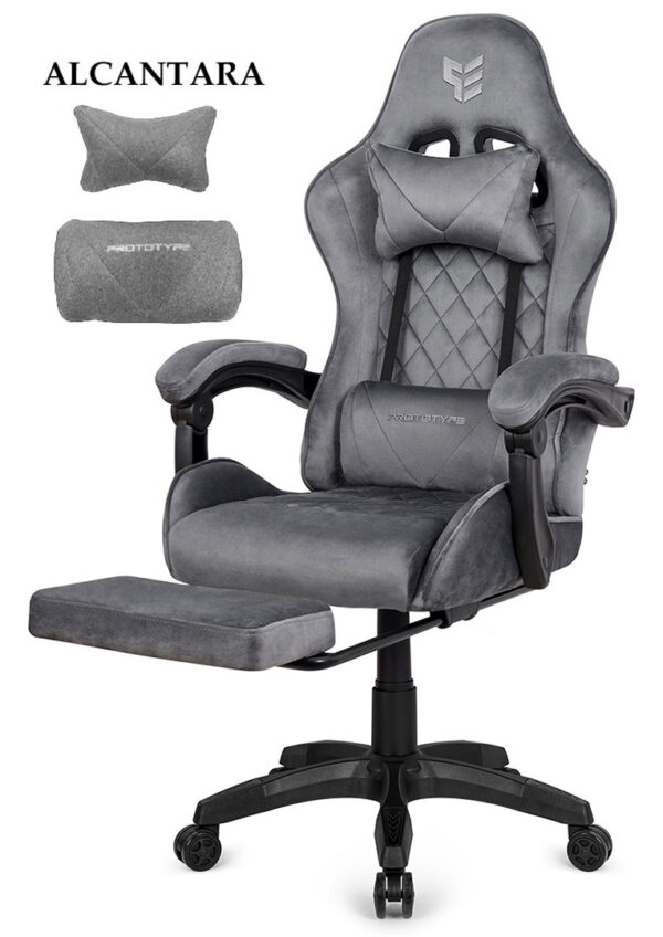 Fotel obrotowy gamingowy XL POKER PRO GREY ALCANTARA