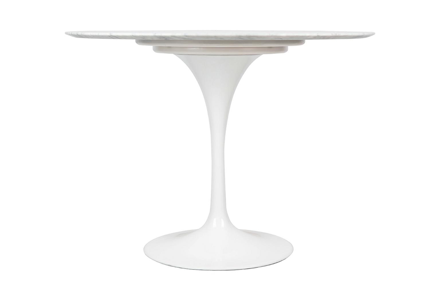 Stół TULIP MARBLE 100 CARRARA biały - marmur, metal - obrazek 2