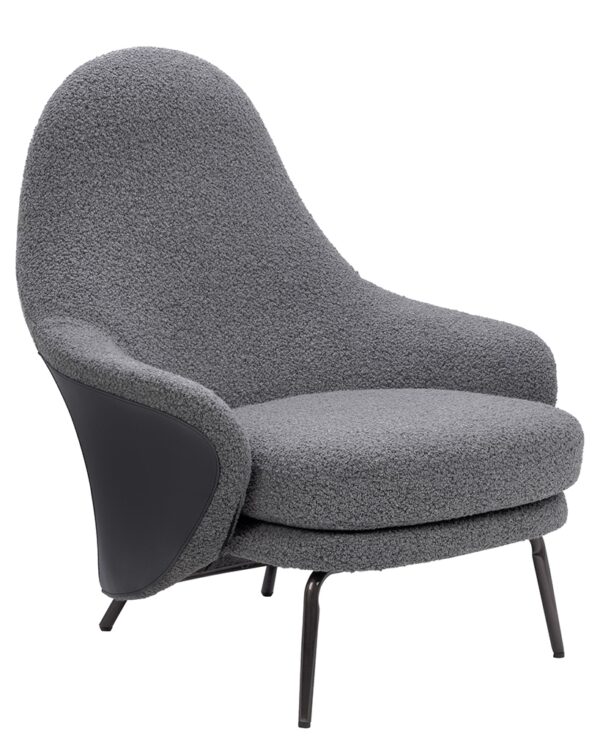 Fotel LOBBY TEDDY szary - stal, opal