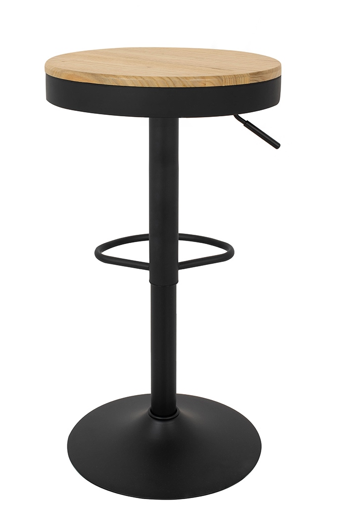 Krzesło barowe VOLT regulowane czarne / naturalne - obrazek 3