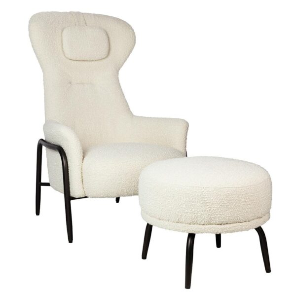 Fotel TEDDY GRAND z podnóżkiem beżowy -   stal