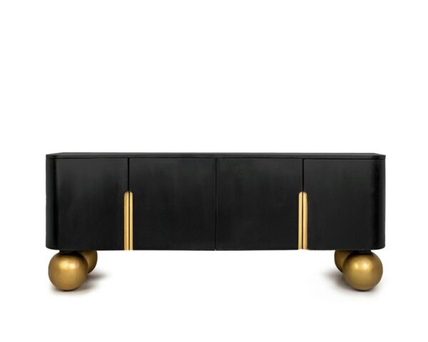 MaMaison szafka RTV ORGANIC czarna /      złota / drewno