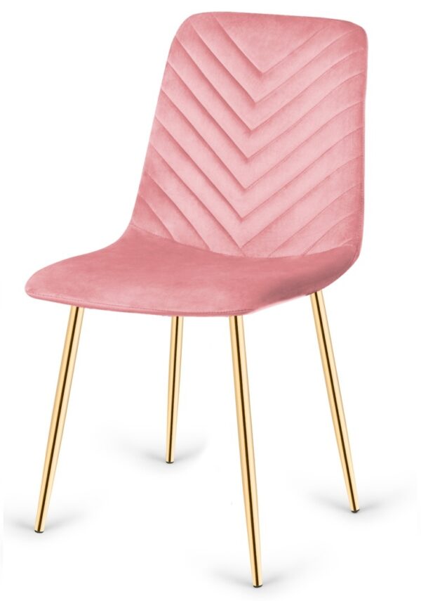 Krzesło tapicerowane TRIO VELVET PINK GOLD
