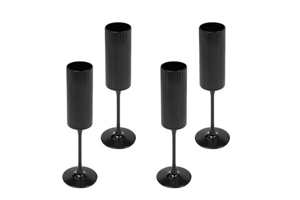 Komplet 4 kieliszków do szampana SHP CURLY czarny