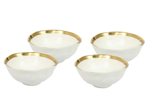 KARE komplet 4 misek BELL 15 cm           biało-złoty