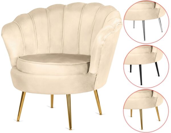 Krzesło Fotel Muszla Lugano DONNA VELVET BEIGE