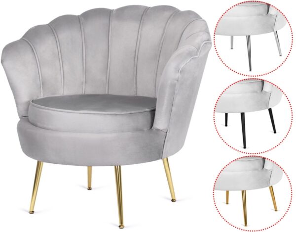 Krzesło Fotel Muszla Lugano DONNA VELVET GREY