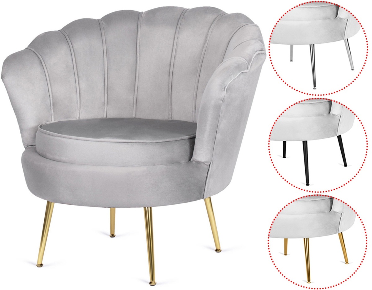 Krzesło Fotel Muszla Lugano DONNA VELVET GREY