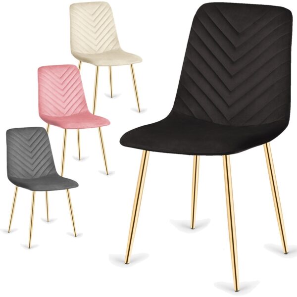 Krzesła tapicerowane TRIO VELVET GOLD zestaw 4 sztuk kolory do wyboru