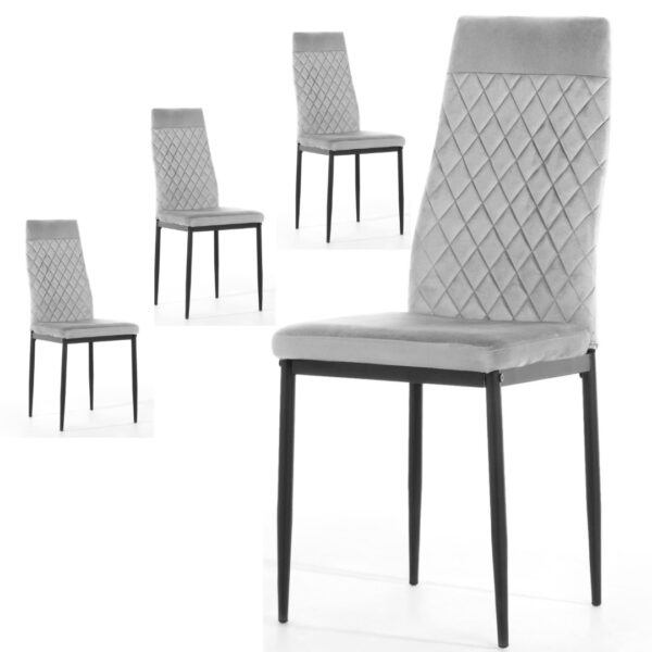 Krzesło tapicerowane zestaw 4x VALVA CARO VELVET GREY