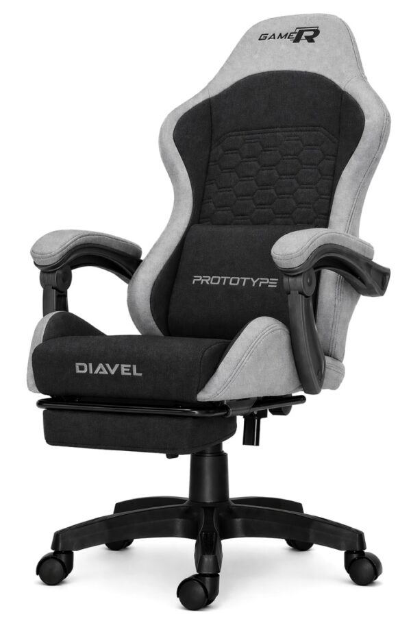 Fotel obrotowy gamingowy DIAVEL PRO FABRIC FULL GREY XL