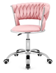 Krzesło obrotowe warkocz TRECCIA OFFICE PINK VELVET
