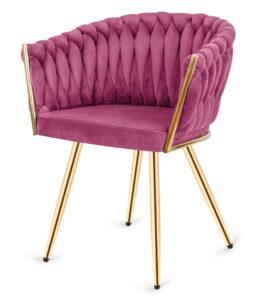 Krzesło plecione Lugano fotel TRECCIA PURPLE VELVET GOLD