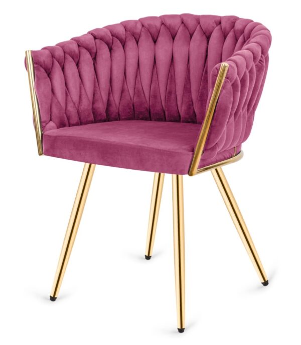 Krzesło plecione Lugano fotel TRECCIA PURPLE VELVET GOLD