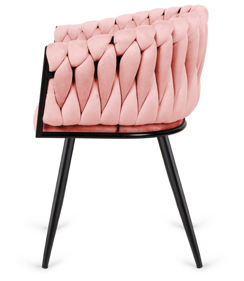 Krzesło plecione Lugano fotel TRECCIA PINK VELVET SMOKE - obrazek 4