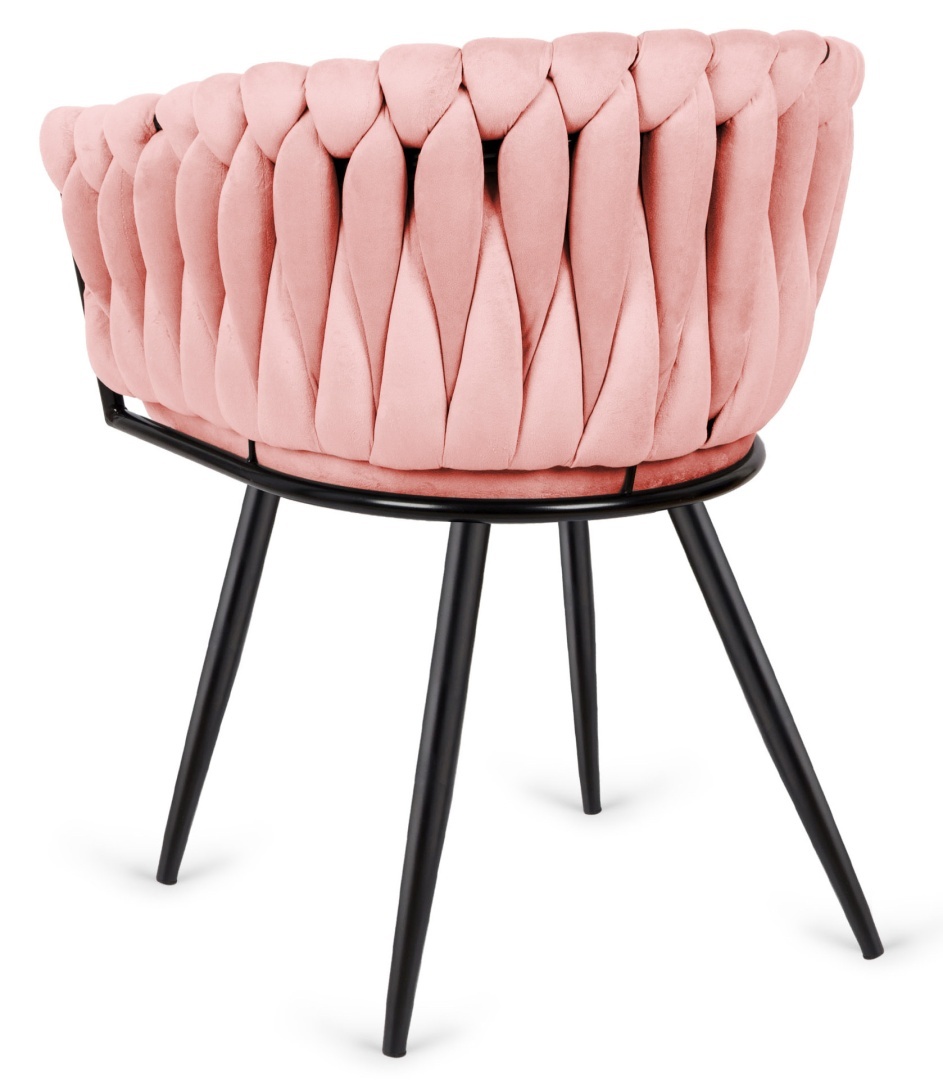 Krzesło plecione Lugano fotel TRECCIA PINK VELVET SMOKE - obrazek 3