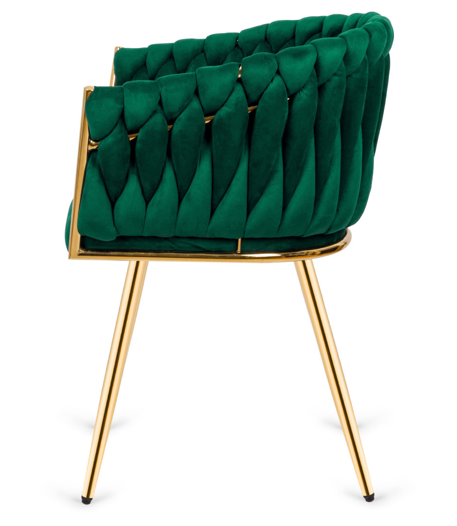 Krzesło plecione Lugano fotel TRECCIA GREEN VELVET GOLD - obrazek 4