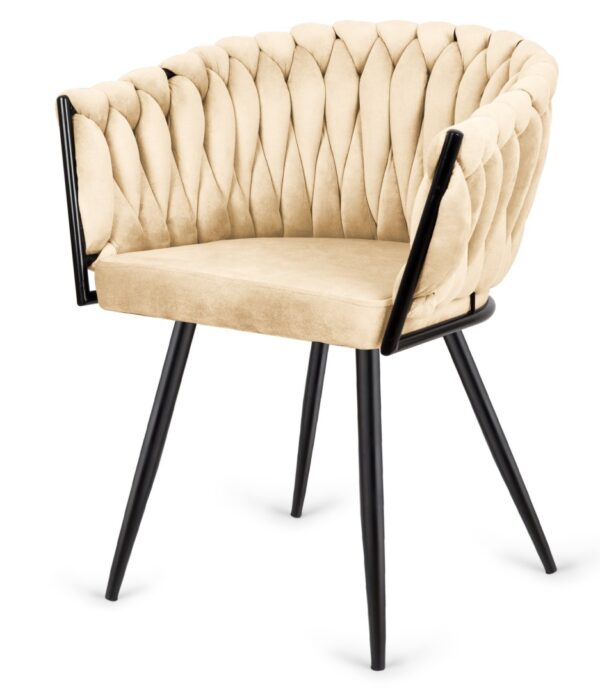 Krzesło plecione Lugano fotel TRECCIA BEIGE VELVET SMOKE