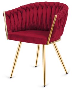 Krzesło plecione Lugano fotel TRECCIA BURGUNDY VELVET GOLD