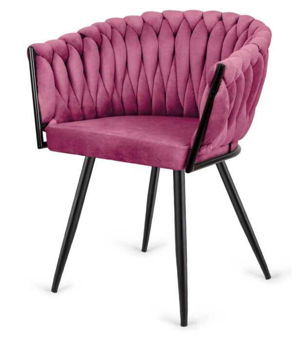 Krzesło plecione Lugano fotel TRECCIA PURPLE VELVET SMOKE