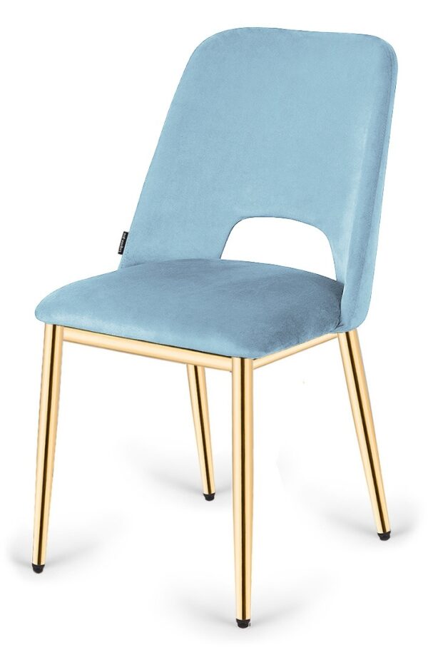 Krzesło tapicerowane GOTI LIGHT BLUE VELVET GOLD